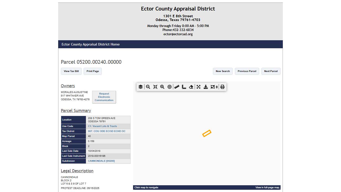 208 S TOM GREEN AVE - 05200.00240.00000 - Ector County Appraisal District